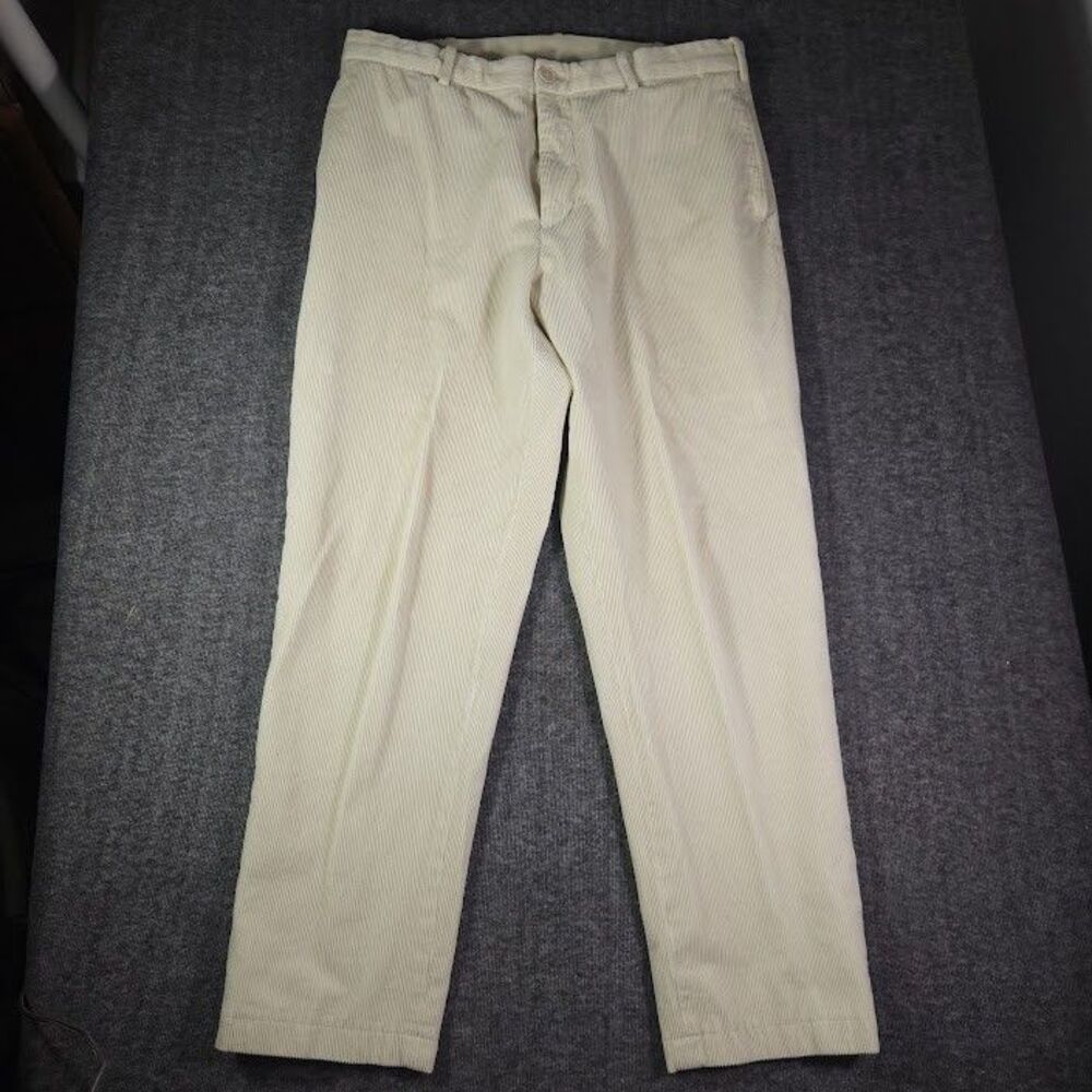 Uniqlo Pants Mens Large Cream Corduroy Elastic Waist Drawstring Casual Chino